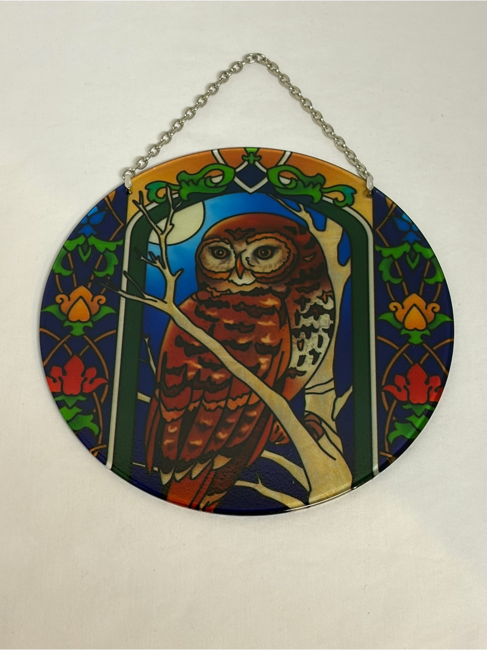 Vintage Stained Glass Owl Sun Catcher New In Box